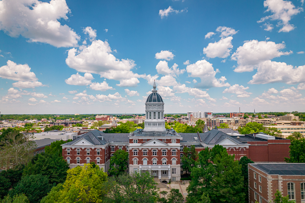 jesse hall quad drone aerial