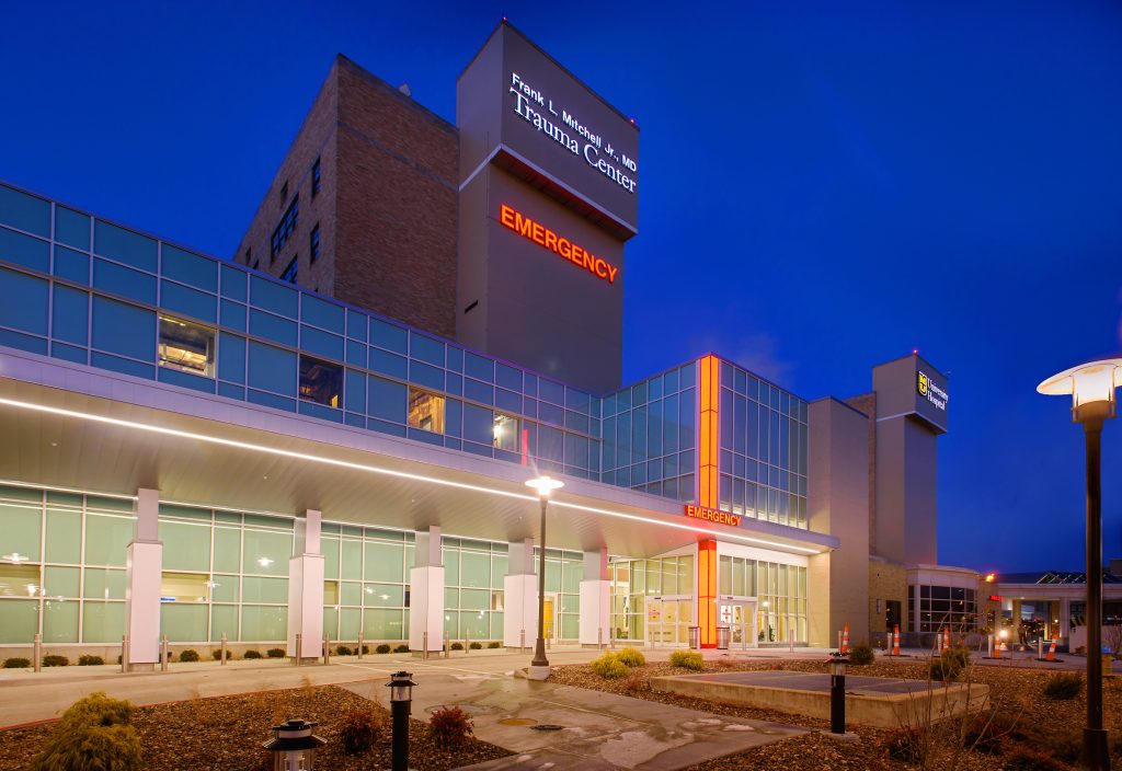 new emergency department entrance at university hospital.