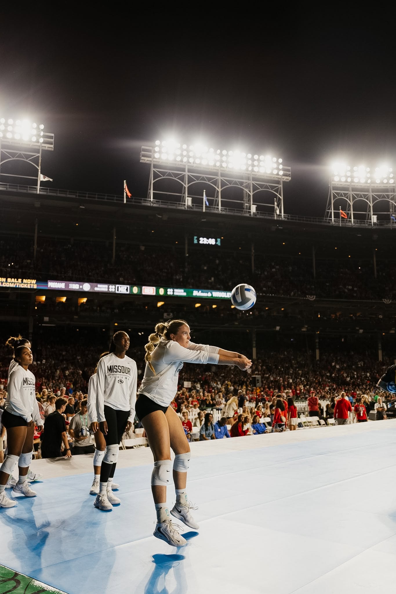Mizzou's historic volleyball match against #1 Nebraska at Wrigley field suspended due to weather conditions